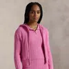 Polo Ralph Lauren Mini-cable Cotton Full-zip Hoodie In Laguna Pink