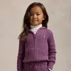 Polo Ralph Lauren Kids' Mini-cable Cotton Full-zip Hoodie In Tea Rose