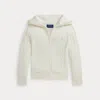 Polo Ralph Lauren Big Girls Mini-cable Cotton Full-zip Hoodie In Warm White/hint Of Pink