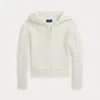 Polo Ralph Lauren Kids' Mini-cable Cotton Full-zip Hoodie In Warm White/hint Of Pink