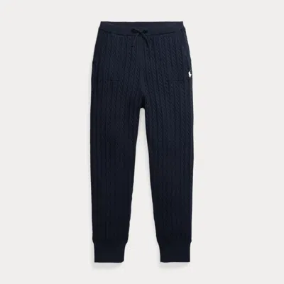 Polo Ralph Lauren Kids' Mini-cable Cotton Jogger Pant In Hunter Navy/nevis