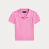 Polo Ralph Lauren Kids' Mini-cable Cotton Polo Sweater In Laguna Pink,tiller Green