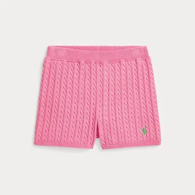 Polo Ralph Lauren Kids' Mini-cable Cotton Short In Laguna Pink/tiller Green