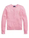 Polo Ralph Lauren Polo Pony Cable-knit Cardigan In Pink