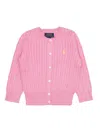 Polo Ralph Lauren Long-sleeved Knitted Cardigan In Pink