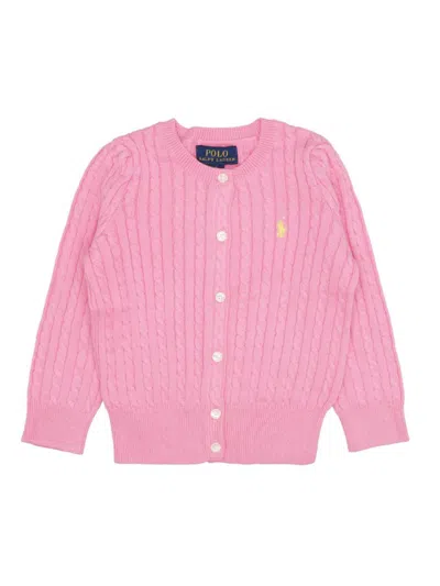 Polo Ralph Lauren Babies' Cable-knit Cotton Cardigan In Pink & Purple