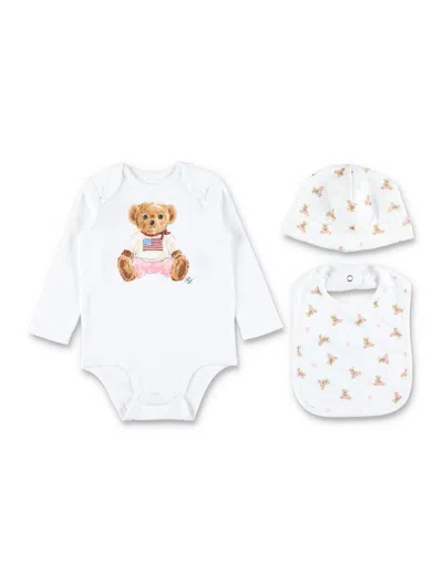 Polo Ralph Lauren Mini Cotton 3-piece Gift Set For Little Girls In White