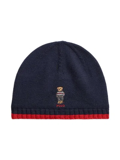 Polo Ralph Lauren Mini Cotton Beanie For Boys In Blue