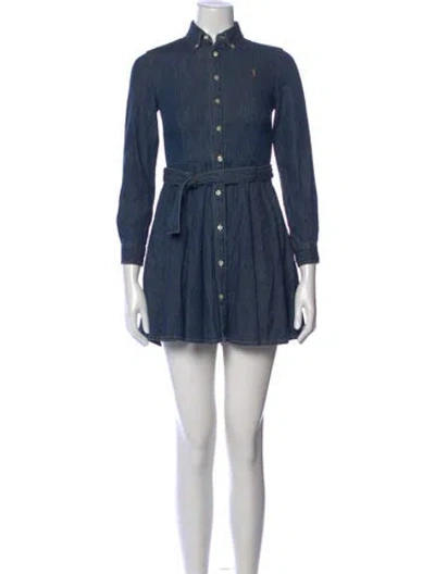 Pre-owned Polo Ralph Lauren Mini Dress In Blue