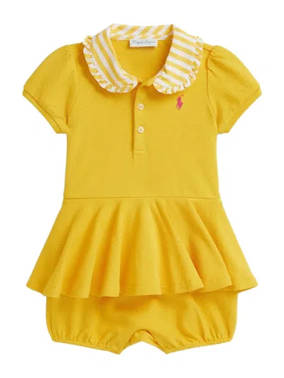 Polo Ralph Lauren Mini Dress For Baby Girls In Yellow