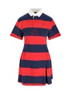 Polo Ralph Lauren Striped Knee Length Dress With Short Sleeves In Multi