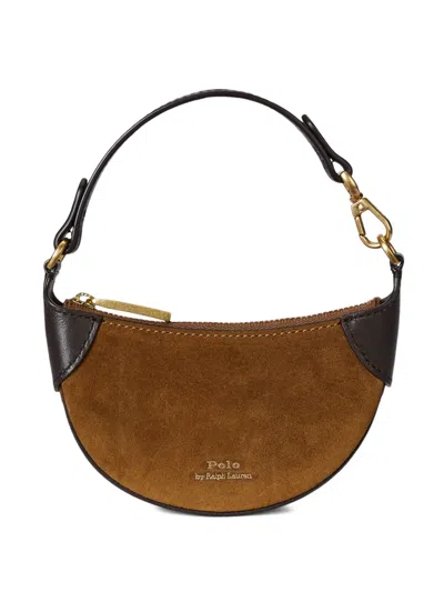 Polo Ralph Lauren Mini Id Suede Shoulder Bag In Brown
