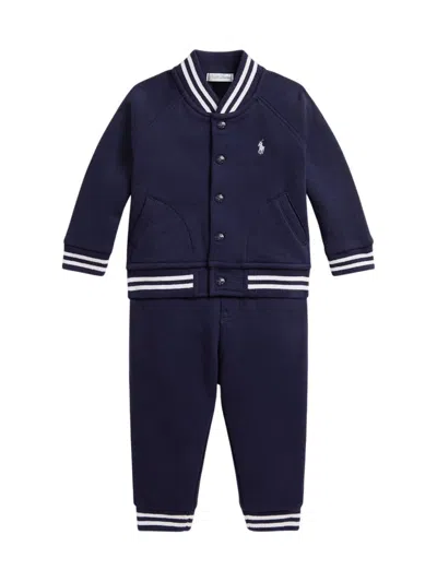 Polo Ralph Lauren Mini Knit Pant Set Outfit For Baby In Blue