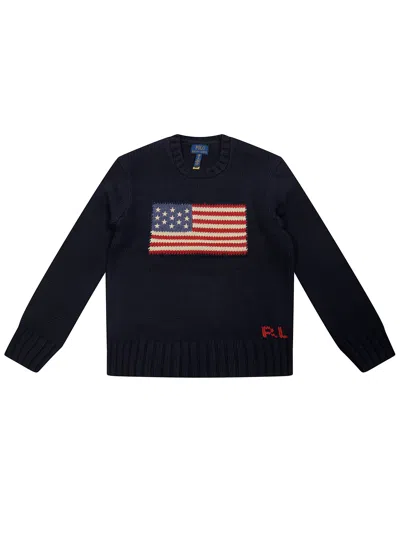 Polo Ralph Lauren Mini Knit Sweater For Kids In Blue