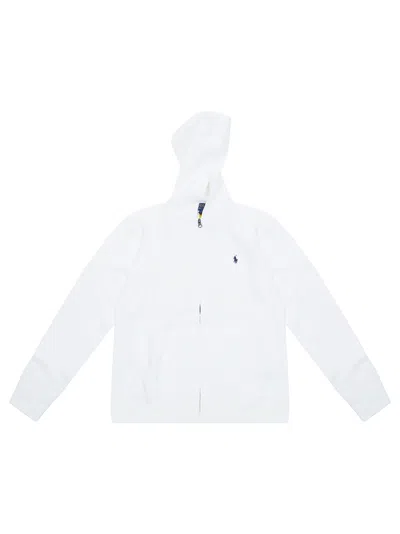 Polo Ralph Lauren Mini Long Sleeve Zip-up Hoodie In Bianco