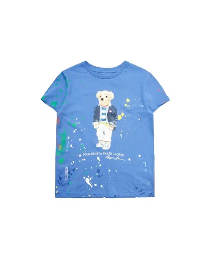 Polo Ralph Lauren Mini Paint Boy Bear T-shirt In Blue