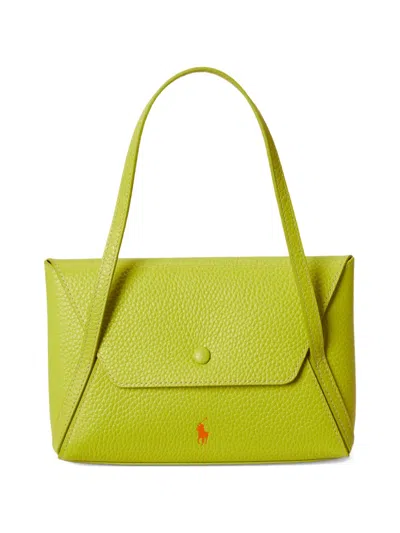 Polo Ralph Lauren Mini Pebble-leather Tote Bag In Green