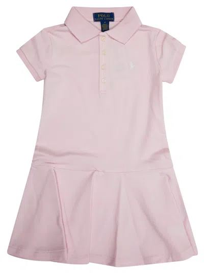 Polo Ralph Lauren Mini Polo Dress Piquet In Rosa
