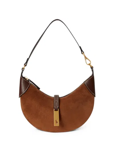 Polo Ralph Lauren Mini Polo Id Suede Shoulder Bag In Purple