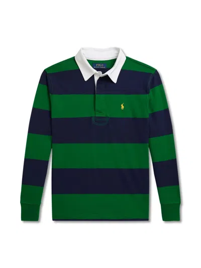 Polo Ralph Lauren Mini Rugby Knit Shirt For Kids In Green