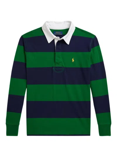 Polo Ralph Lauren Mini Rugby Knit Shirt For Kids In Green