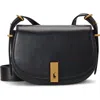 Polo Ralph Lauren Mini Sport Calf Leather Saddle Crossbody Bag In Black