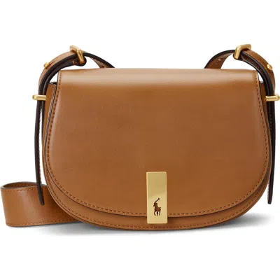 Polo Ralph Lauren Mini Sport Calf Leather Saddle Crossbody Bag In Brown