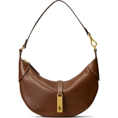 Polo Ralph Lauren Mini Sport Calf Leather Shoulder Bag In Brown