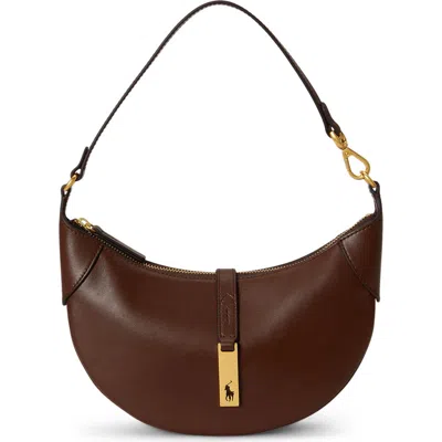 Polo Ralph Lauren Mini Sport Calf Leather Shoulder Bag In Brown