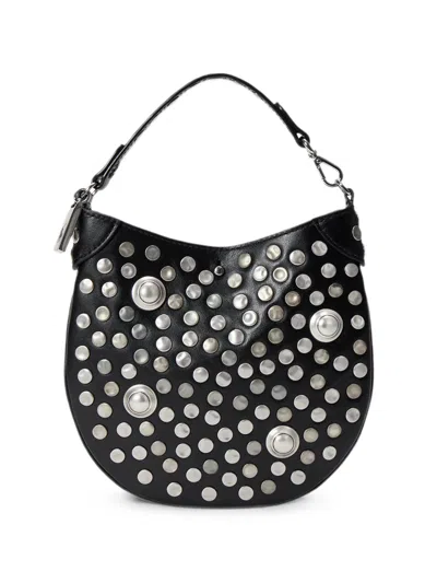 Polo Ralph Lauren Mini Stud-embellished Leather Shoulder Bag In Orange