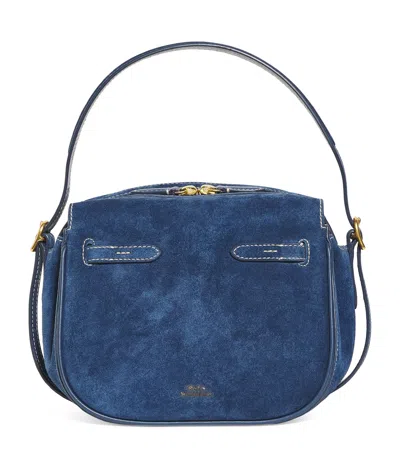 Polo Ralph Lauren Mini Suede Id Satchel Bag In Blue