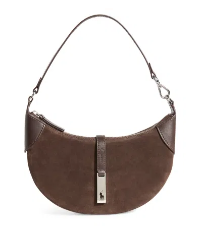 Polo Ralph Lauren Mini Suede Id Shoulder Bag In Brown