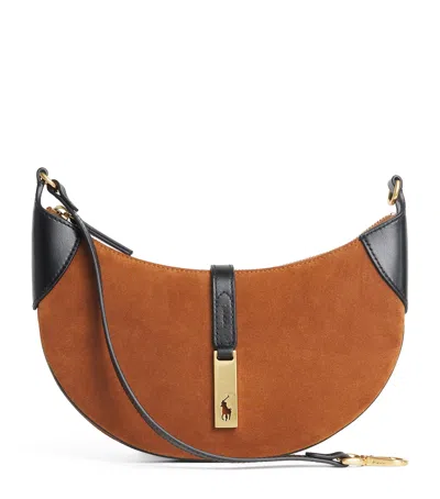 Polo Ralph Lauren Mini Suede Polo Id Shoulder Bag In Brown