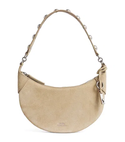 Polo Ralph Lauren Mini Suede Studded Id Shoulder Bag In Neutral