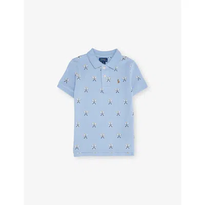POLO RALPH LAUREN BOYS' RACKET-PRINT COTTON-PIQUÉ POLO SHIRT MINI TENNIS PRINT/C7940