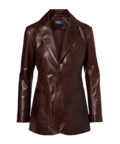 Polo Ralph Lauren Minimal Casual Leather Jacket In Burgundy