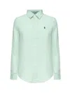 Polo Ralph Lauren Mint Green Linen Shirt In Green