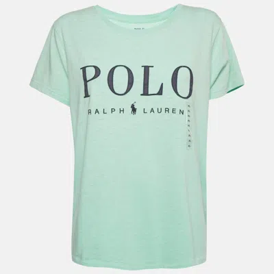 Pre-owned Polo Ralph Lauren Mint Green Logo Embroidered Jersey T-shirt Xl