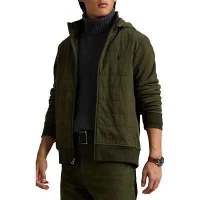 Polo Ralph Lauren Mixed Media Hooded Jacket In Armadillo/windsor Htr