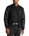 Polo Ralph Lauren Wool Blend Varsity Jacket With Leather Sleeves In Polo Black