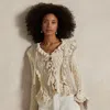 Polo Ralph Lauren Mixed-stitch Tie-front Cardigan In Cream Multi