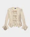 Polo Ralph Lauren Mixed-stitch Tie-front Cardigan In Cream Multi