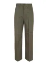 Polo Ralph Lauren Cropped Trousers With Flat Front And Belt Loops In Dark Green