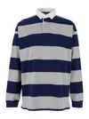 Polo Ralph Lauren Multicolor Polo Shirt With Classic Collar And All-over Striped Motif In Cotton Man In Blue