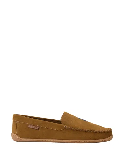Polo Ralph Lauren Moccasin With Logo In Brown