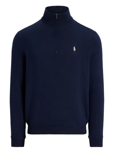 Polo Ralph Lauren Mens Blue Embroidered-logo Long-sleeve Cotton-jersey Sweatshirt Xxl