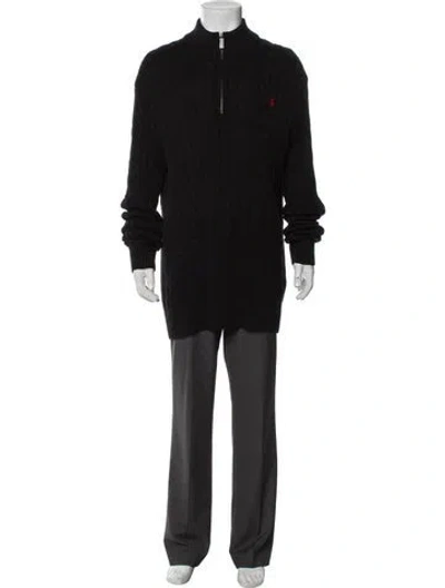 Pre-owned Polo Ralph Lauren Mock Neck Long Sleeve Cardigan In Black