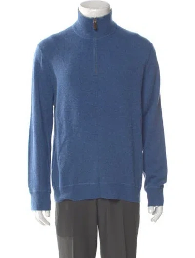 Pre-owned Polo Ralph Lauren Mock Neck Long Sleeve Cardigan In Blue