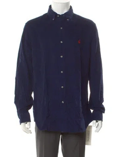 Pre-owned Polo Ralph Lauren Mock Neck Long Sleeve Cardigan In Blue