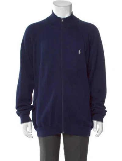 Pre-owned Polo Ralph Lauren Mock Neck Long Sleeve Cardigan In Blue